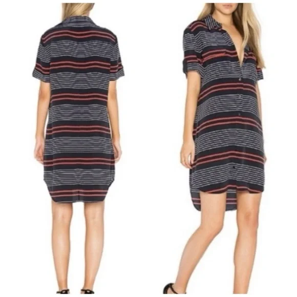 equipment striped shirt dress NWT Equipment Femme Tracy Shirt Dress Sz M Blue and White Stripe NEW $258 D239